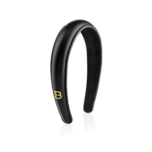 Black Leather Puffed Headband